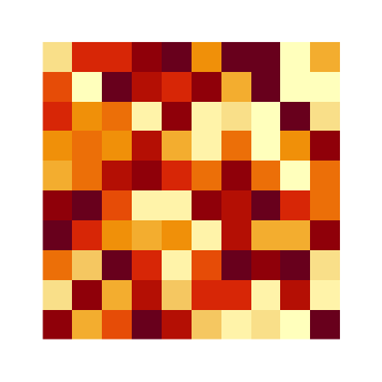 A simple raster object defined by a 10x10 array of cells or pixels.