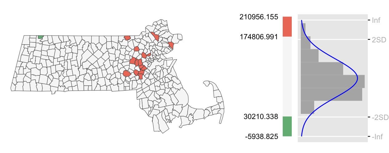 Example of a standard deviation outlier choropleth map.