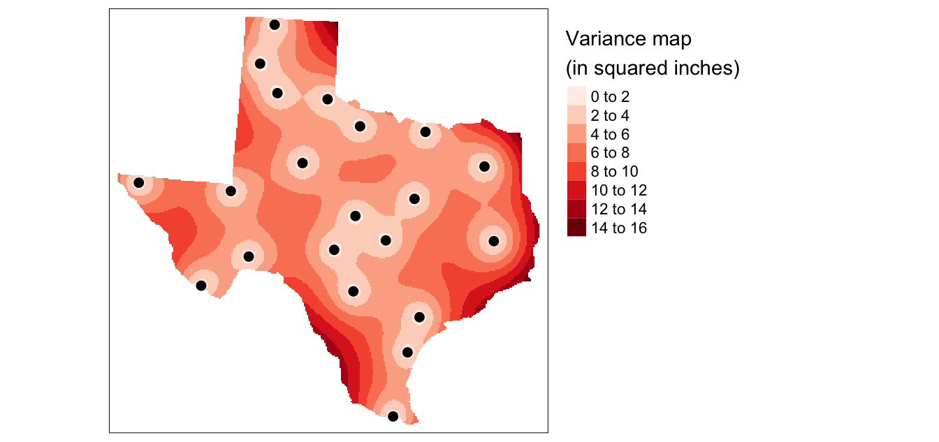 Variance map resulting from the Kriging analysis.
