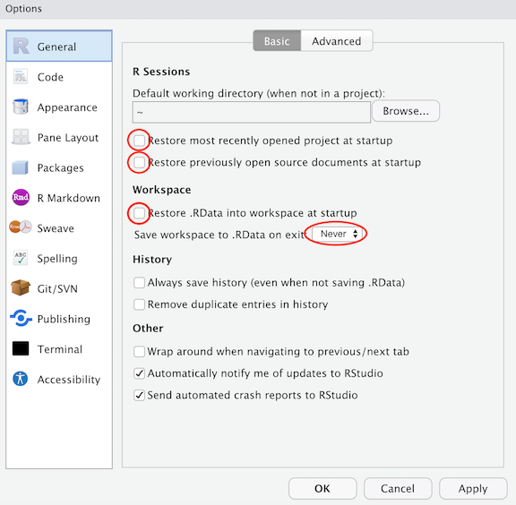 RStudio windows